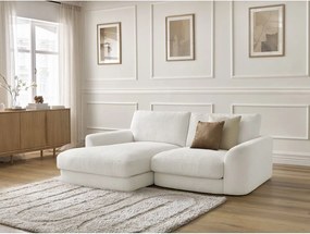 Divano angolare bianco (con penisola a sinistra/con chaise lounge) con rivestimento in bouclé Leonore – Bobochic Paris