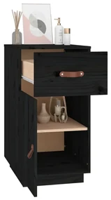 Armadietto da scrivania nero 40x50x75 cm legno massello pino