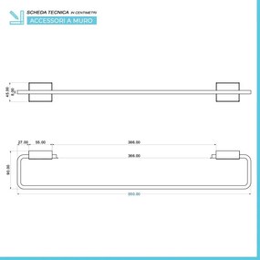 Set accessori a muro 6 pezzi in acciaio cromato e viti incluse Velvet