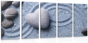 Quadri 5 pezzi – Cuore di pietra su sfondo sabbioso