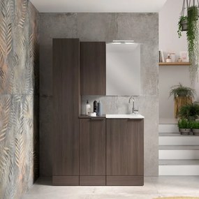 Pensile bagno Jnka legno noce in truciolare SENSEA, 1 anta apertura da destra e sinistra P 20 x L 35 x H 75 cm