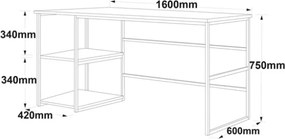 Scrivania Industrial Con Ripiani Laterali 160x60x75H Rovere E Antracite Voyage SX