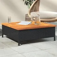 Tavolo da Giardino Nero 70x70x25cm in Rattan e Legno di Acacia 3281629