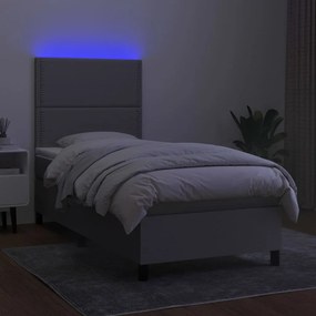 Letto a Molle Materasso e LED Grigio Chiaro 100x200 cm Tessuto