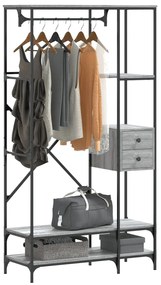 Appendiabiti Con Scaffali Grigio Sonoma İn Legno Multistrato /