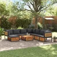 Set Divano Giardino 9 pz con Cuscini Legno Massello di Acacia 3214897