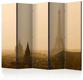 Paravento design Parigi all'alba II (5-parti) - Torre Eiffel nei toni caldi