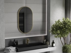 Mexen Loft Specchio da bagno ovale 85 x 50 cm, cornice oro spazzolato - 9851-085-050-000-50