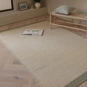 Tappeto in lana intrecciata crema e verde salvia 120x170 cm Lima Sage - Asiatic Carpets