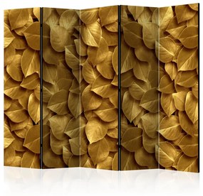 Paravento design Golden Leaves II - una lussuosa composizione fatta di foglie dorate