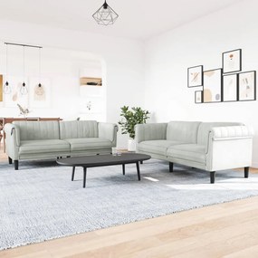 Set Di Divani 2 Pz Grigio Chiaro İn Velluto /