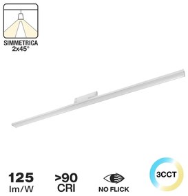 Lampada LED Lineare 42W binario Trifase 120cm simm. 2x45° con driver Philips Colore Bianco Variabile CCT