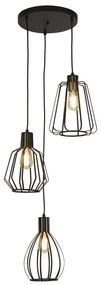 Lampadario Contemporaneo Senatore Acciaio Nero Ottone 3 Luci E27