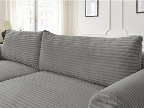 Divano angolare in grigio scuro allungabile (con penisola a sinistra) con rivestimento in velluto a coste Lucien – Bobochic Paris