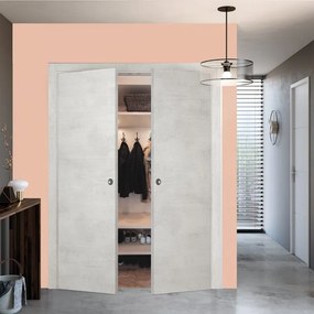 Porta per cabina armadio a battente Beton in legno colore rovere grigio, L 160 x H 210 cm, apertura reversibile