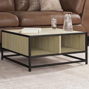 Tavolino Salotto Sonoma 60,5x60,5x30 Cm İn Truciolato E Metallo /