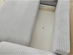 Divano angolare in grigio chiaro allungabile (con penisola a sinistra) con rivestimento in velluto a coste Lucien – Bobochic Paris