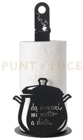 Porta rotolo da cucina "da domani mi metto a dieta" nero