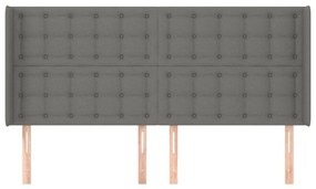 Testiera ad orecchio grigioscuro 163x16x118/128cm intessuto
