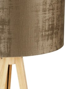 Lampada da terra legno paralume marrone 50 cm - TRIPOD CLASSIC
