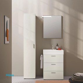 Mobile Bagno A Terra "#07" Da 60 Cm Composto Da Tre Cassetti Lavabo E Specchio Con Lampada Led Finitura Olmo SANOW