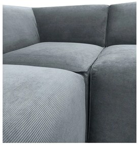 Divano angolare componibile grigio (con penisola a destra) con rivestimento in velluto a coste Sting – Scandic