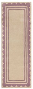 Passatoia in lana tessuta a mano di colore viola-naturale 80x230 cm Lois Scallop - Flair Rugs