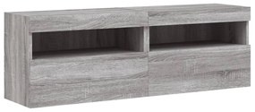 Mobili tv a parete con luci led 2pz grigio sonoma 60x30x40 cm