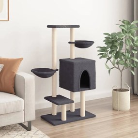 Albero per gatti con tiragraffi in sisal grigio scuro 117 cm