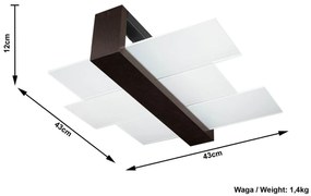 Plafoniera da Soffitto Legno Wenge e Vetro 2xE27 FENIKS 2 da Interno