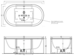 Cielo Cibele L Vasca 160x86 Monoscocca Centro Stanza In Livingtec Bianco opaco