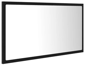 Specchio da Bagno a LED Nero 80x8,5x37 cm in Acrilico