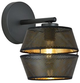 Applique Contemporanea 1 Luce Enea In Metallo Nero E Oro