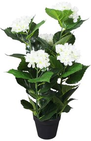 Ortensia Pianta Artificiale con Vaso 60 cm Bianca