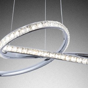 Lampadario LED glamour Kim cromo Ø58cm, luce naturale 3050 lumen, NOVECENTO