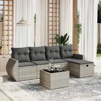 Set Divano da Giardino 6pz con Cuscini Grigio Chiaro Polyrattan 3264098