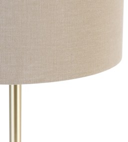 Lampada da tavolo classica in ottone con paralume marrone chiaro 35 cm - Simplo