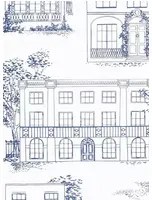 Little Greene Carta da parati Hampstead - Mid Blue