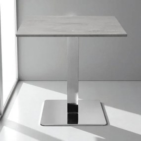 Tavolo bar pub ristorante 80x80 cm base argento e piano laminato Cemento H 75