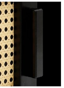 Tavolo TV nero in legno di pino con ante in rattan Jolene - Støraa