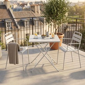 ROMANUS - set tavolo in metallo cm 70 x 70 x 72 h con 2 poltrone Romanus