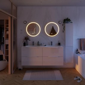 Specchio Remix con illuminazione integrata bagno tondo SENSEA L 60 x H 60 x P 3 cm grigio
