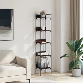 Libreria 5 ripiani rovere marrone 35x30x174cm legno multistrato