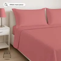 Completo letto matrimoniale in microfibra mano pesca bordeaux chiaro