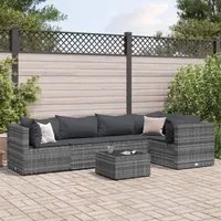 Set Divani da Giardino 6 pz con Cuscini in Polyrattan Grigio 3308098