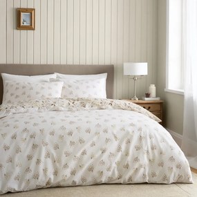 Set copripiumino e federa bianco e beige per letto matrimoniale e per letto esteso 230x220 cm Isadora Floral – Catherine Lansfield