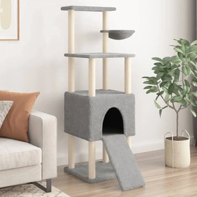 Albero per gatti con tiragraffi in sisal grigio chiaro 153 cm