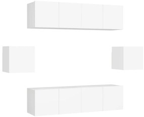 Set mobile tv 6 pz bianco in truciolato