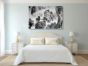 Stampa su tela – Pittura di paesaggio cinese in bianco e nero