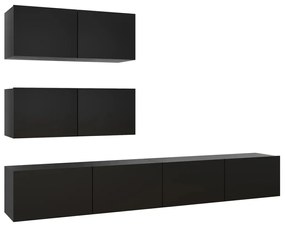 Set di mobili porta tv 4 pz nero in legno multistrato